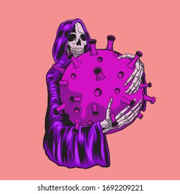 Grimm reaper with Covid-19 vector for merchandise