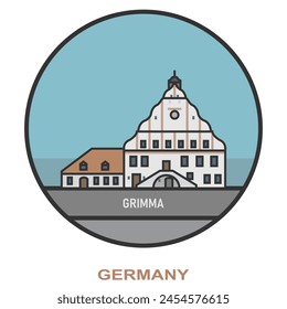 Grimma. Cities and towns in Germany. Flat landmark