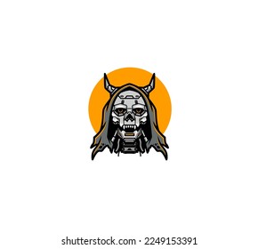 Grimr reaper head robot logo
