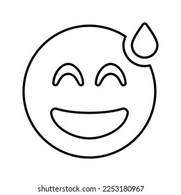 Grin beam sweat Emoji Icon in Line Style