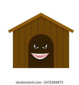 Grin from the doghouse. Silhouette of teeth with fangs, vector illustration