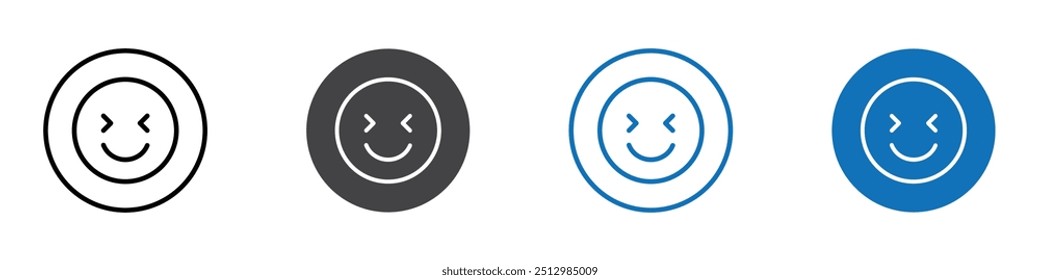 Grin Emoji Icon flach bearbeitbare Icon-Markensatz.