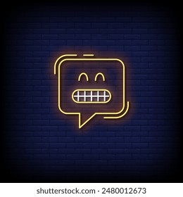 grin emoji symbol neon sign vector