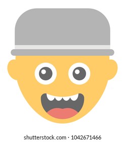 
Grin expression through emoticon icon
