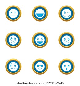 Grin icons set. Flat set of 9 grin vector icons for web isolated on white background