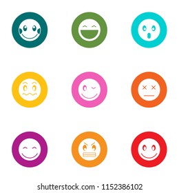 Grin icons set. Flat set of 9 grin vector icons for web isolated on white background