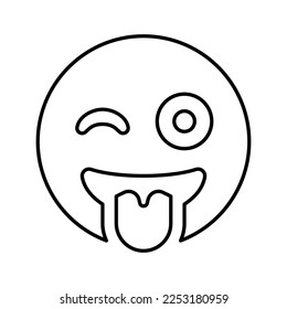 Grin tongue wink Emoji Icon in Line Style