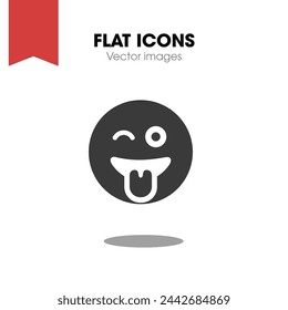 grin tongue wink Icon. Flat style design isolated on white background. Vector illustration
