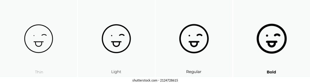 grin tongue wink icon. Thin, Light Regular And Bold style design isolated on white background