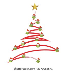 Grinch Christmas Tree Vector Illustration