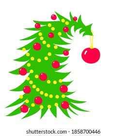 Grinch christmas tree vector and christmas ornaments vectors  festive green deformed tree vector  digitally created tablet  digital christmas card vector  clip art vector