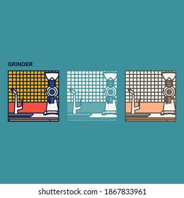 Grinder Coffee illustration for coffeeshop. great for decoration wall, icon, logo, cafe, shop, coffeeshop, tees, tshirt graphic. 3 variant color.