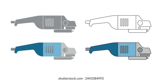 Grinder colored flat line icon and silhouette stencil template