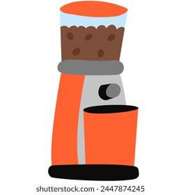 Сoffee grinder.  Hand draw vector electric coffee grinder. Icon collection for menu, coffee shop.