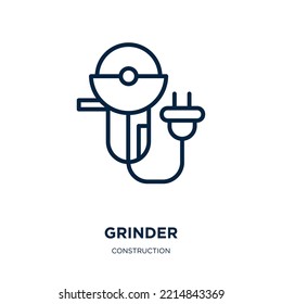 grinder icon from construction collection. Thin linear grinder, machine, equipment outline icon isolated on white background. Line vector grinder sign, symbol for web and mobile