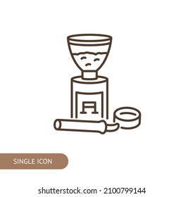 Сoffee grinder icon for web design, menu, app, poster, ads, postcard and magazine