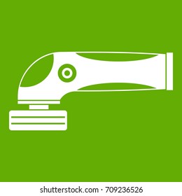 Grinder machine icon white isolated on green background. Vector illustration