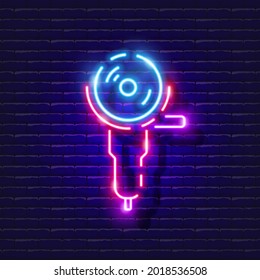 Grinder neon icon. Vector illustration for design. Repair tool glowing sign. Construction tools concept.