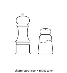 grinder and shaker for salt, pepper, outline icon