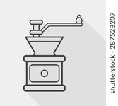 grinding coffee machine flat icon with long shadow, line icon