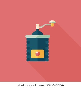 grinding coffee machine flat icon with long shadow,eps10