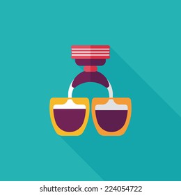 grinding coffee machine flat icon with long shadow,eps10