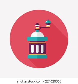 grinding coffee machine flat icon with long shadow,eps10
