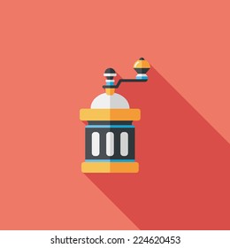 grinding coffee machine flat icon with long shadow,eps10
