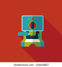 grinding coffee machine flat icon with long shadow,eps10