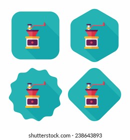 grinding coffee machine flat icon with long shadow, eps10
