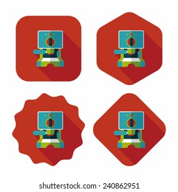 grinding coffee machine flat icon with long shadow, eps10