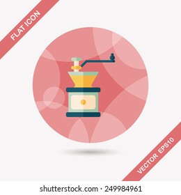 grinding coffee machine flat icon with long shadow,eps10