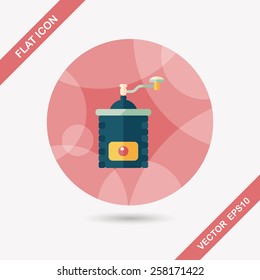 grinding coffee machine flat icon with long shadow,eps10