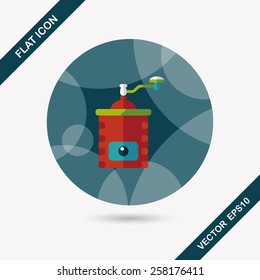 grinding coffee machine flat icon with long shadow,eps10