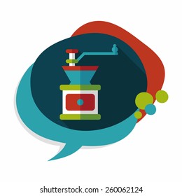 grinding coffee machine flat icon with long shadow,eps10