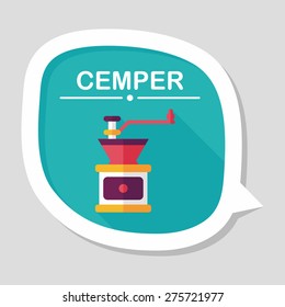 grinding coffee machine flat icon with long shadow,eps10