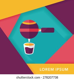 grinding coffee machine flat icon with long shadow,eps10