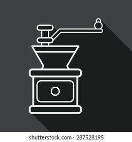 grinding coffee machine flat icon with long shadow, line icon