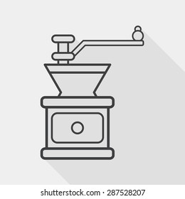 grinding coffee machine flat icon with long shadow, line icon