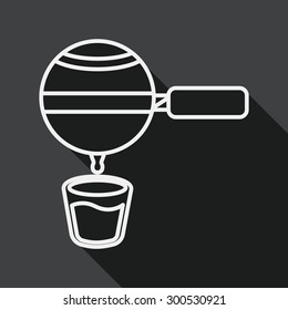 grinding coffee machine flat icon with long shadow, line icon