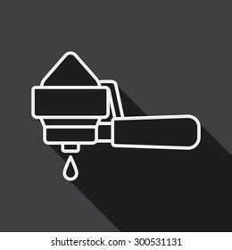 grinding coffee machine flat icon with long shadow, line icon