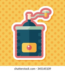 grinding coffee machine flat icon with long shadow,eps10