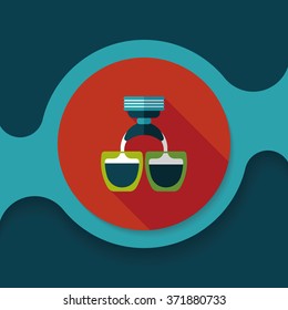 grinding coffee machine flat icon with long shadow,eps10