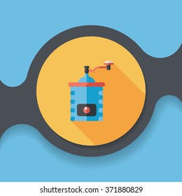 grinding coffee machine flat icon with long shadow,eps10