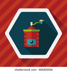 grinding coffee machine flat icon with long shadow,eps10