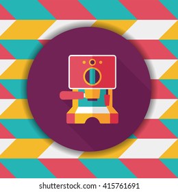 grinding coffee machine flat icon with long shadow,eps10