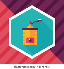 grinding coffee machine flat icon with long shadow,eps10