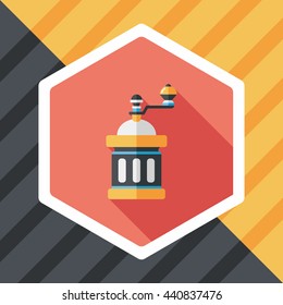 grinding coffee machine flat icon with long shadow,eps10