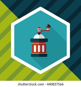 grinding coffee machine flat icon with long shadow,eps10