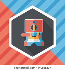 grinding coffee machine flat icon with long shadow,eps10
